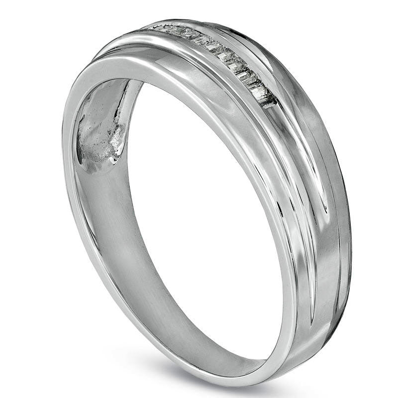 Men's 0.17 CT. T.W. Baguette Natural Diamond Wedding Band in Solid 10K White Gold