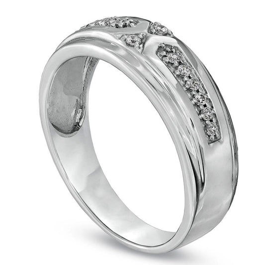 Men's 0.17 CT. T.W. Natural Diamond Wedding Band in Solid 10K White Gold