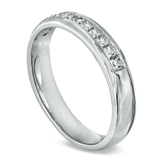 Men's 0.17 CT. T.W. Natural Diamond Wedding Band in Solid 10K White Gold