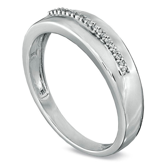 Men's Natural Diamond Accent Wedding Band in Solid 10K White Gold