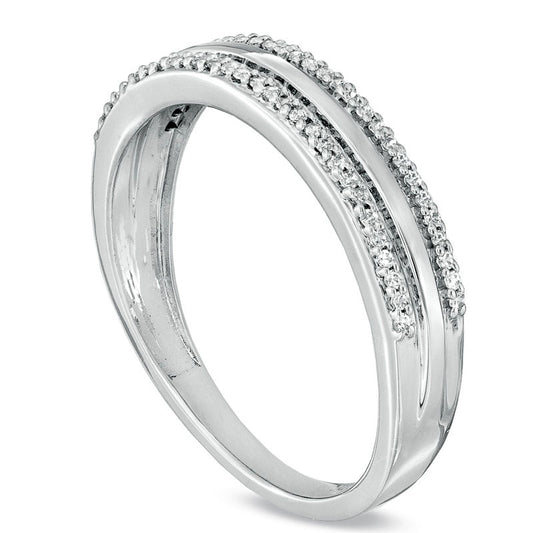 Men's 0.20 CT. T.W. Natural Diamond Edge Wedding Band in Solid 10K White Gold