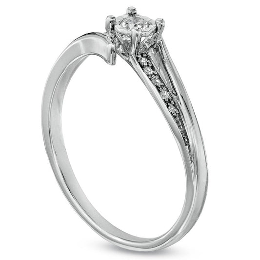 0.07 CT. T.W. Natural Diamond Bypass Promise Ring in Solid 10K White Gold