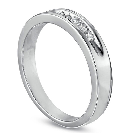 Men's 0.17 CT. T.W. Natural Diamond Five Stone Wedding Band in Solid 10K White Gold