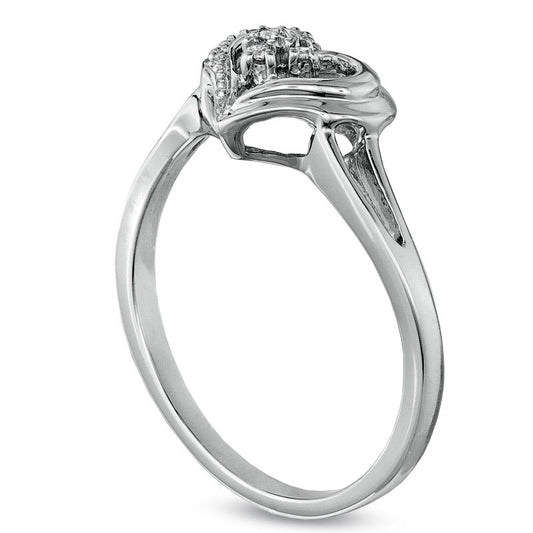 Natural Diamond Accent Heart-Shaped Promise Ring in Sterling Silver