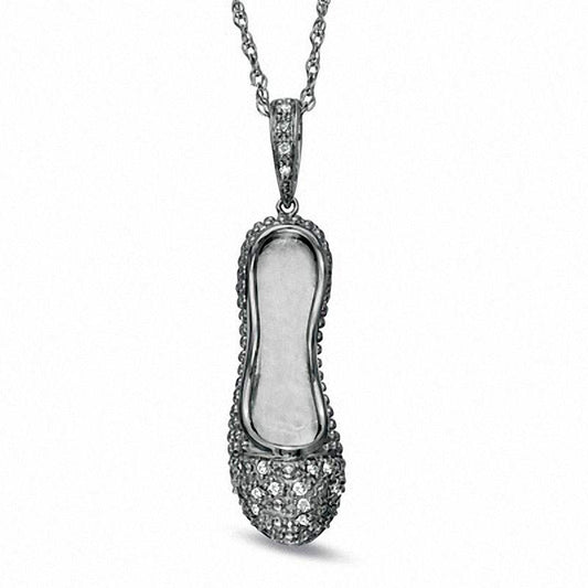 0.1 CT. T.W. Natural Diamond Ballet Flat Pendant in Sterling Silver