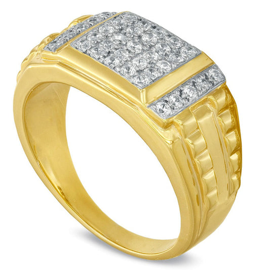 Men's 0.50 CT. T.W. Natural Diamond Ring in Sterling Silver and Solid 14K Gold Plate