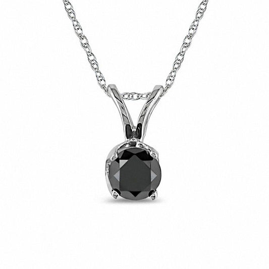 0.5 CT. Enhanced Black Natural Clarity Enhanced Solitaire Pendant in 10K White Gold - 17"