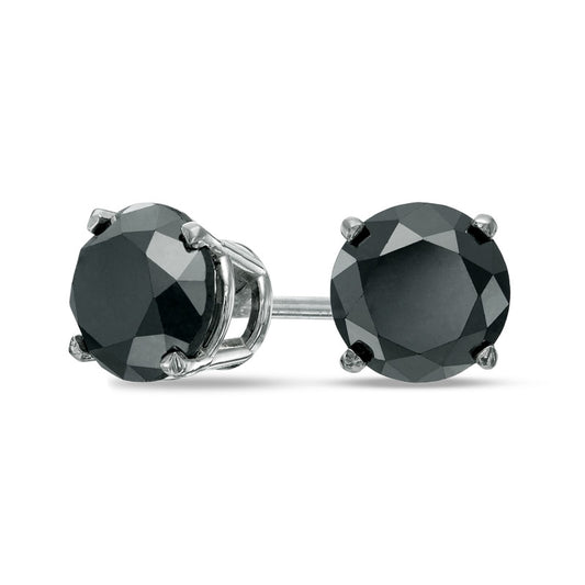 3 CT. T.W. Enhanced Black Diamond Solitaire Stud Earrings in 14K White Gold