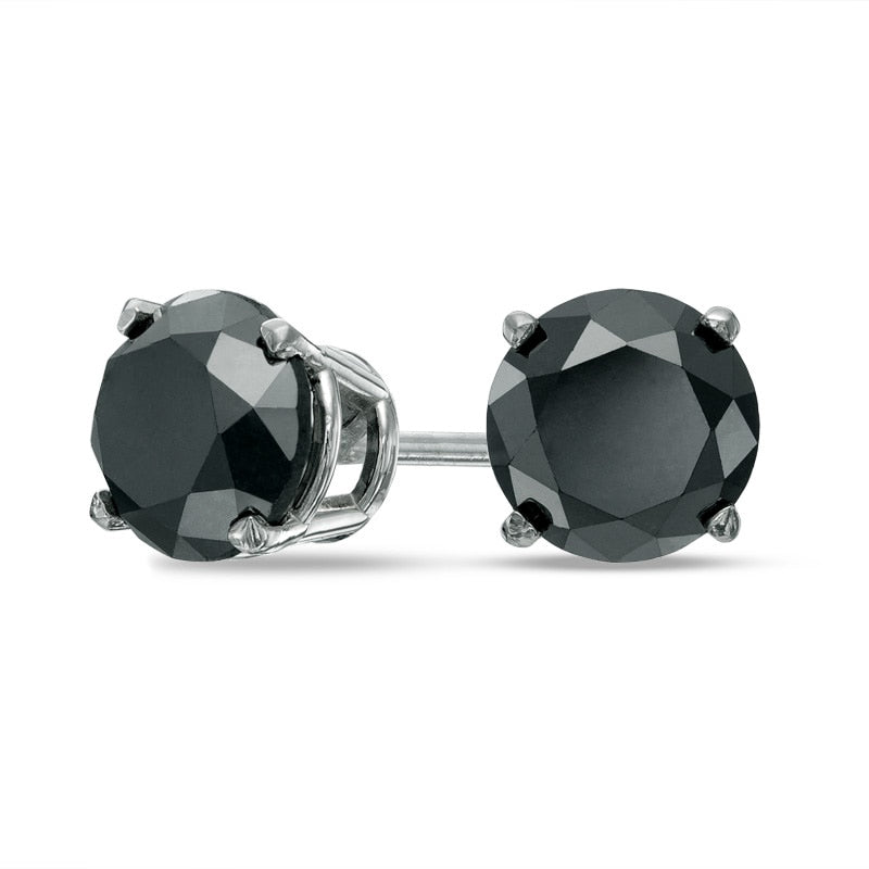 5 CT. T.W. Enhanced Black Diamond Solitaire Stud Earrings in 14K White Gold