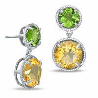 Citrine and Peridot Drop Earrings in Sterling Silver