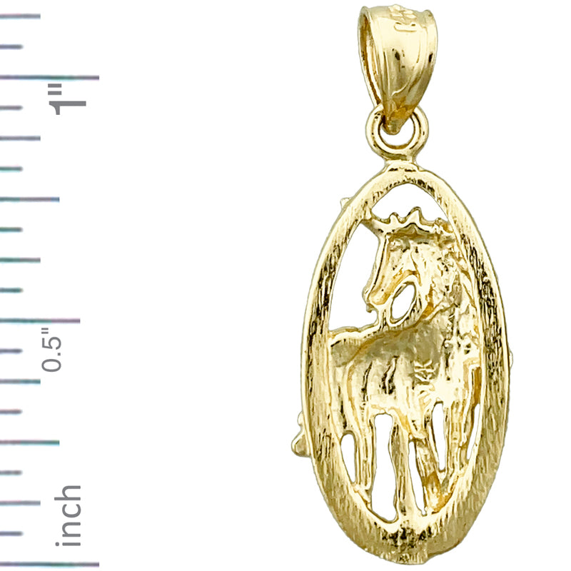 14K Gold Unicorn Charm Medallion