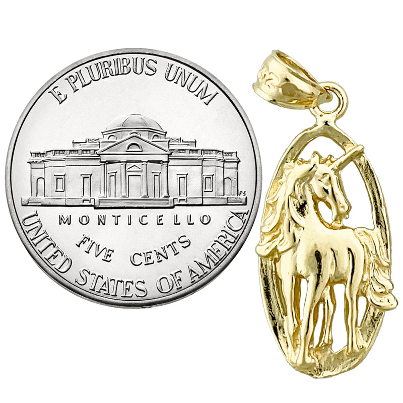 14K Gold Unicorn Charm Medallion