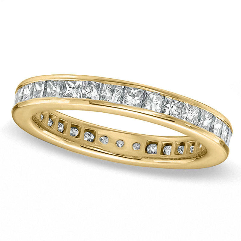 2.0 CT. T.W. Certified Princess-Cut Natural Diamond Eternity Wedding Band in Solid 18K Gold (G/SI2)