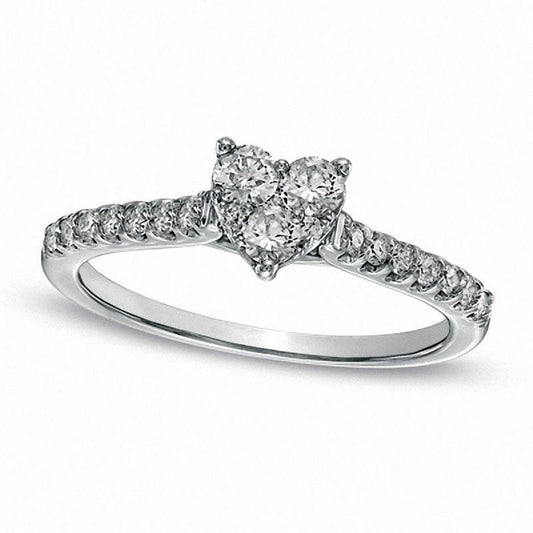 0.50 CT. T.W. Natural Diamond Heart-Shaped Engagement Ring in Solid 14K White Gold