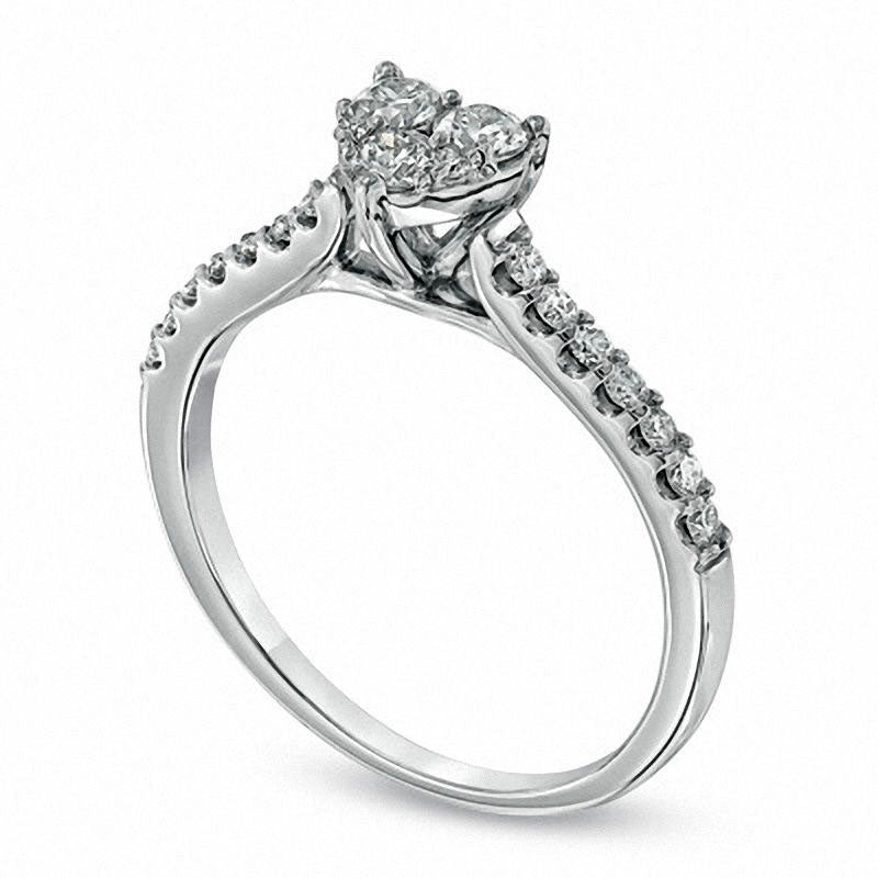 0.50 CT. T.W. Natural Diamond Heart-Shaped Engagement Ring in Solid 14K White Gold