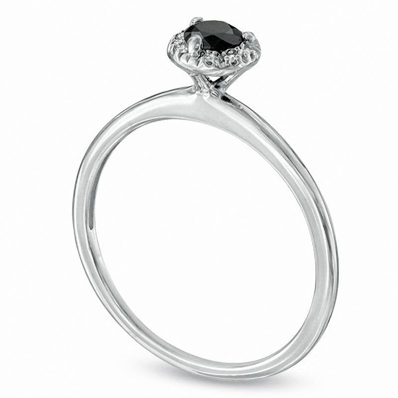 0.25 CT. T.W. Enhanced Black and White Natural Diamond Frame Ring in Sterling Silver - Size 7