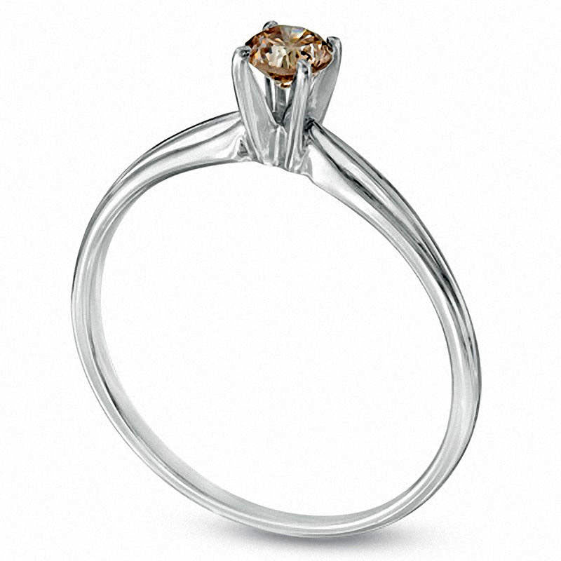 0.25 CT. Champagne Natural Clarity Enhanced Diamond Solitaire Engagement Ring in Solid 14K White Gold