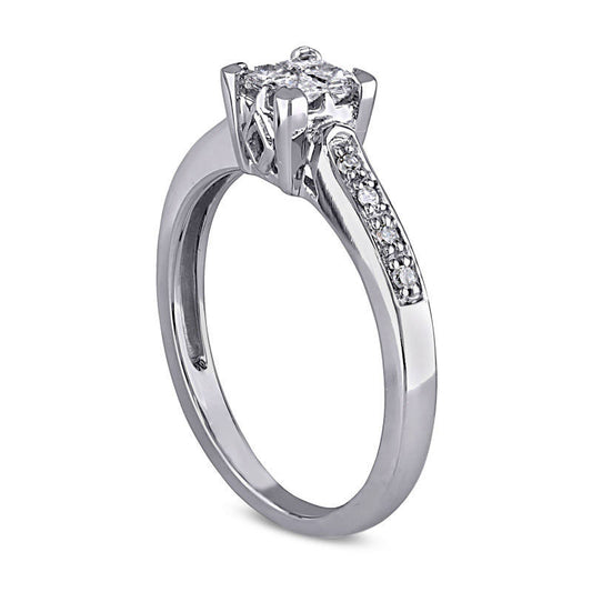 0.25 CT. T.W. Quad Princess-Cut Natural Diamond Engagement Ring in Solid 10K White Gold