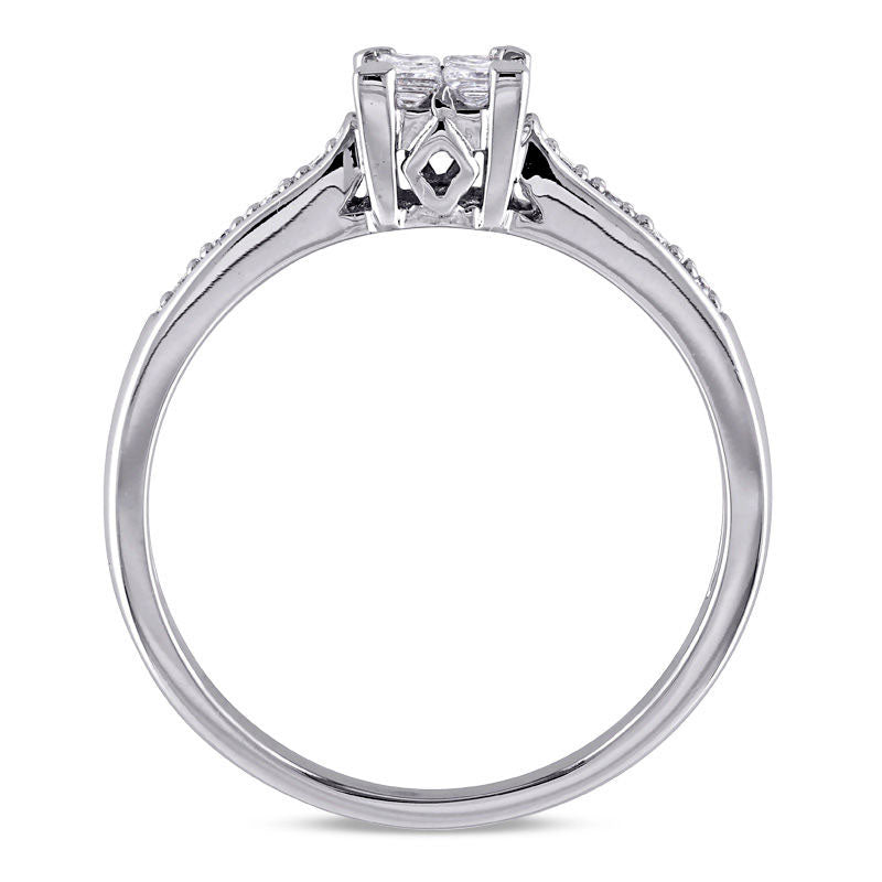 0.25 CT. T.W. Quad Princess-Cut Natural Diamond Engagement Ring in Solid 10K White Gold