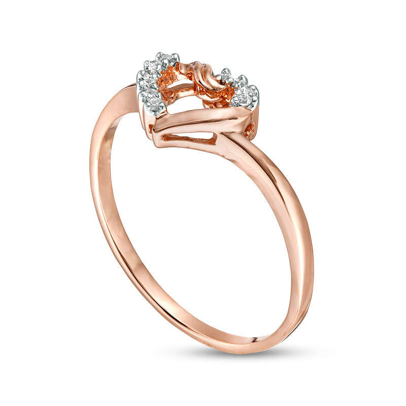 0.05 CT. T.W. Natural Diamond Heart Ring in Solid 10K Rose Gold