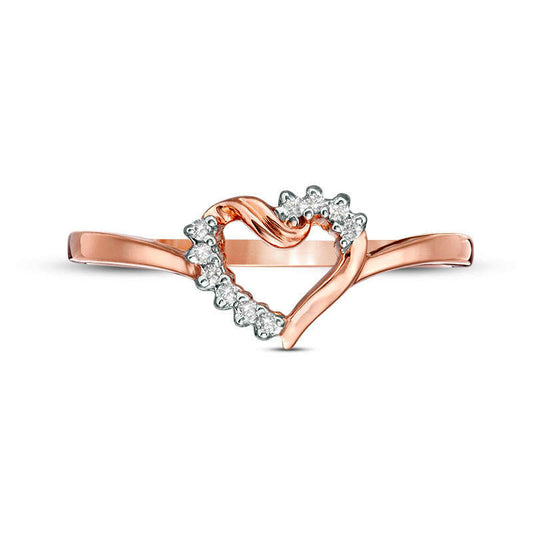 0.05 CT. T.W. Natural Diamond Heart Ring in Solid 10K Rose Gold