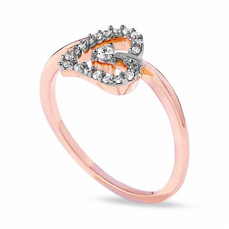 0.13 CT. T.W. Natural Diamond Heart Ring in Solid 10K Rose Gold