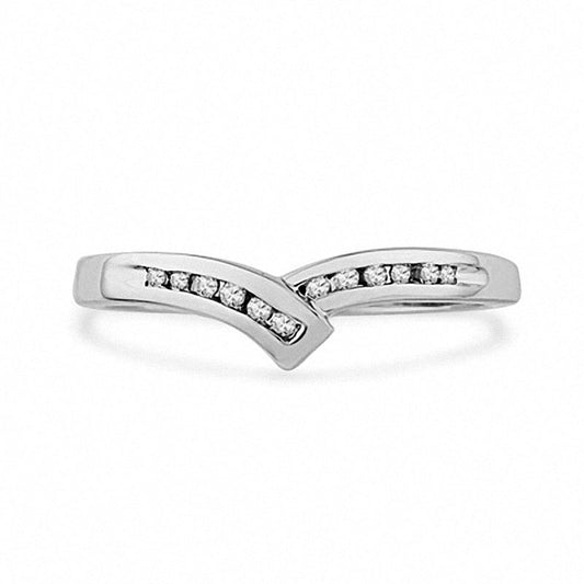 Natural Diamond Accent Chevron Band in Sterling Silver