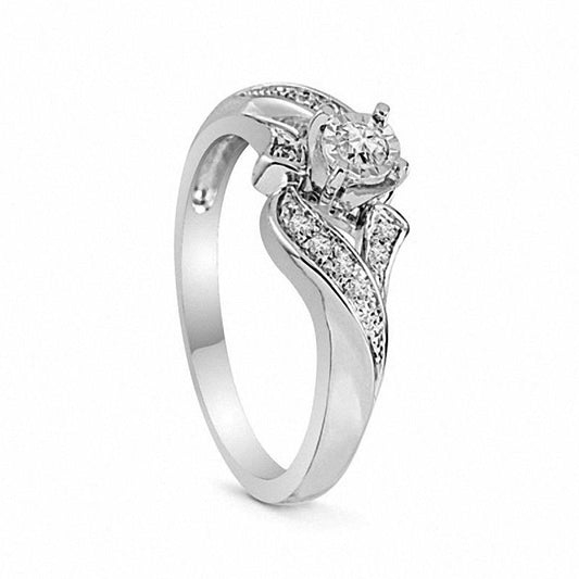 0.13 CT. T.W. Natural Diamond Bypass Frame Promise Ring in Sterling Silver