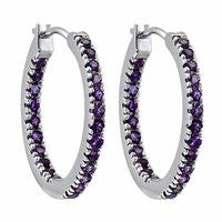 Amethyst Inside-Out Hoop Earrings in Sterling Silver