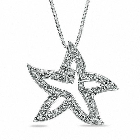 Natural Diamond Accent Starfish Pendant in Sterling Silver