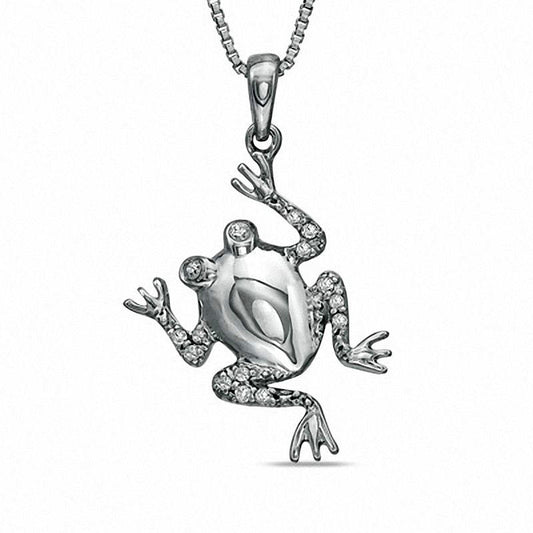 0.1 CT. T.W. Natural Diamond Frog Pendant in Sterling Silver