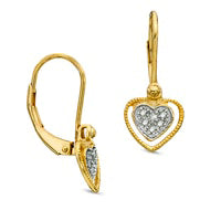 Diamond Accent Heart Drop Earrings in Sterling Silver and 14K Gold Plate