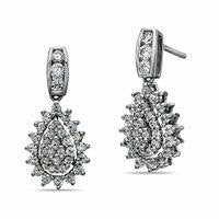 1 CT. T.W. Diamond Pear-Shaped Cluster Drop Earrings in Sterling Silver