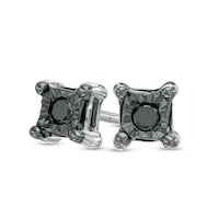 Enhanced Black Diamond Accent Square Stud Earrings in Sterling Silver