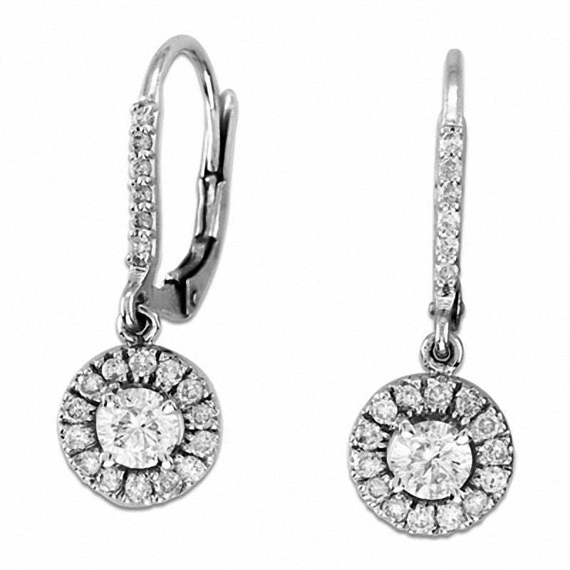 1.25 CT. T.W. Diamond Frame Drop Earrings in 14K White Gold (I/I2)