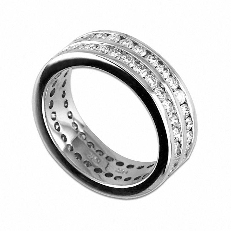 3.0 CT. T.W. Natural Diamond Double Row Eternity Band in Solid 14K White Gold