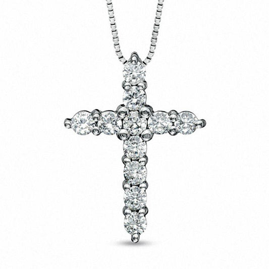 0.5 CT. T.W. Natural Diamond Cross Pendant in Sterling Silver