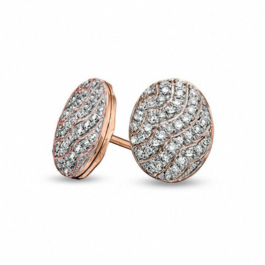 0.2 CT. T.W. Diamond Oval Striped Stud Earrings in 10K Rose Gold