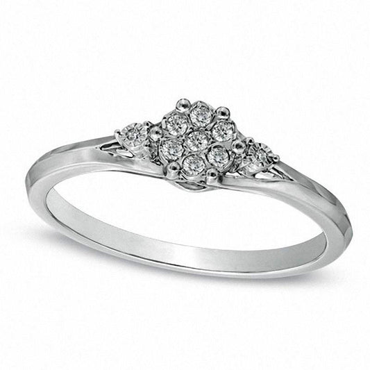 Natural Diamond Accent Cluster Promise Ring in Solid 10K White Gold