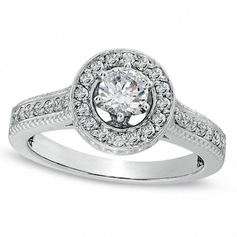 0.75 CT. T.W. Natural Diamond Frame Engagement Ring in Solid 10K White Gold