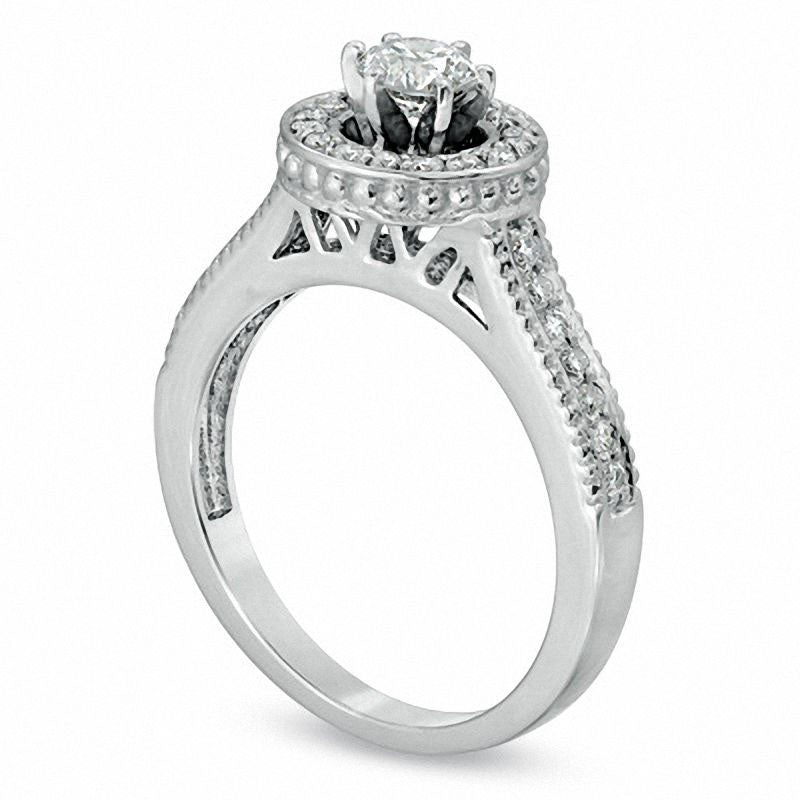 0.75 CT. T.W. Natural Diamond Frame Engagement Ring in Solid 10K White Gold