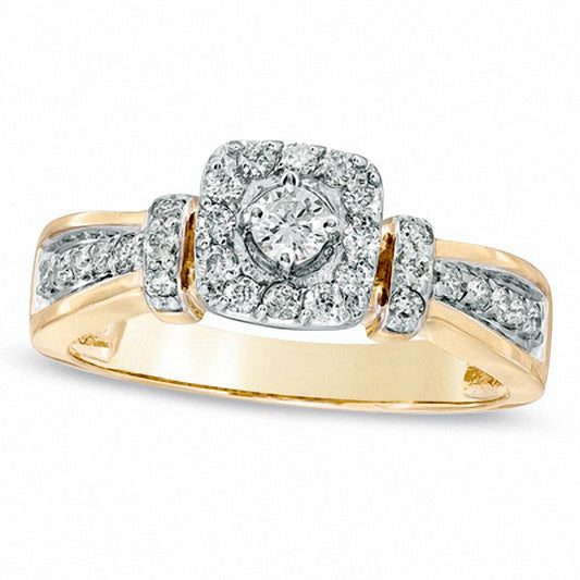 0.33 CT. T.W. Natural Diamond Collar Engagement Ring in Solid 10K Yellow Gold