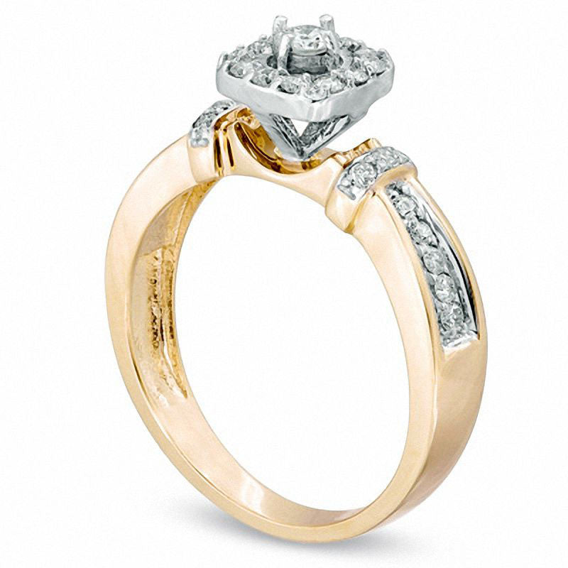 0.33 CT. T.W. Natural Diamond Collar Engagement Ring in Solid 10K Yellow Gold