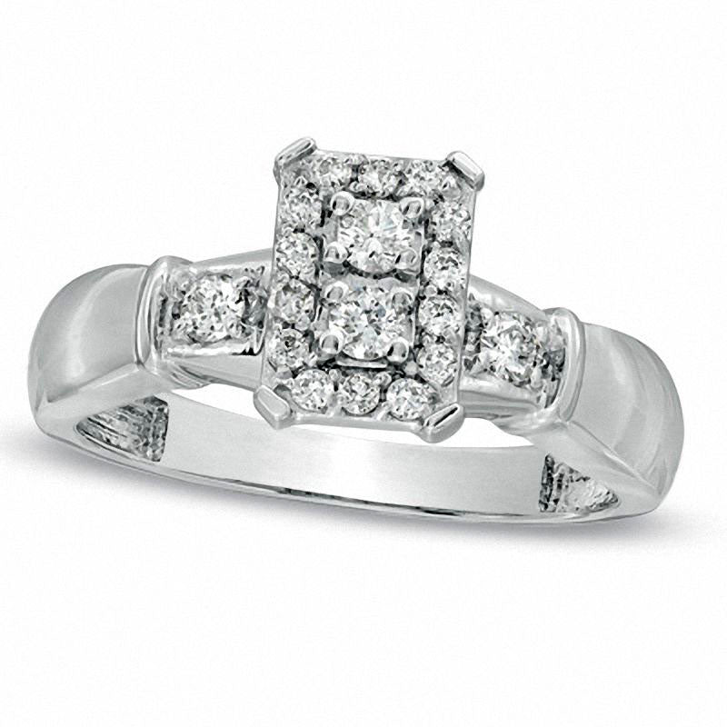 0.33 CT. T.W. Natural Diamond Composite Rectangular Engagement Ring in Solid 10K White Gold