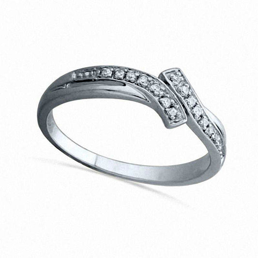 0.05 CT. T.W. Natural Diamond Bypass Ring in Solid 10K White Gold