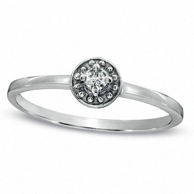 Natural Diamond Accent Promise Ring in Solid 10K White Gold