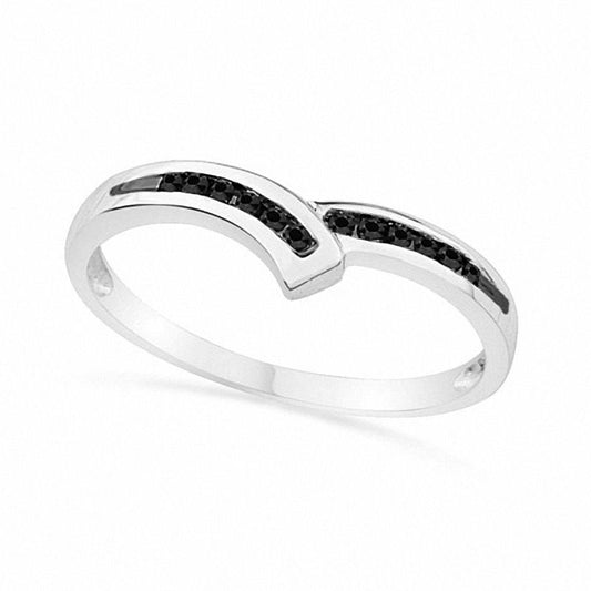 0.10 CT. T.W. Enhanced Black Natural Diamond Bypass Ring in Solid 10K White Gold