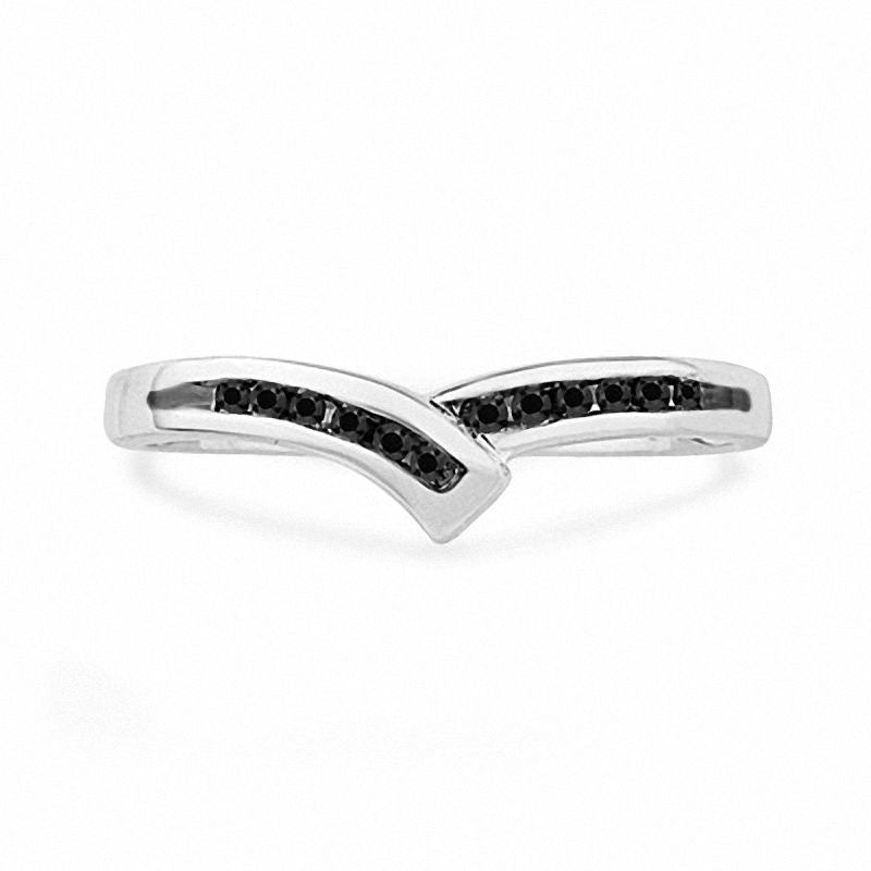 0.10 CT. T.W. Enhanced Black Natural Diamond Bypass Ring in Solid 10K White Gold