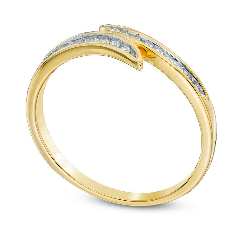 0.10 CT. T.W. Natural Diamond Bypass Ring in Solid 10K Yellow Gold