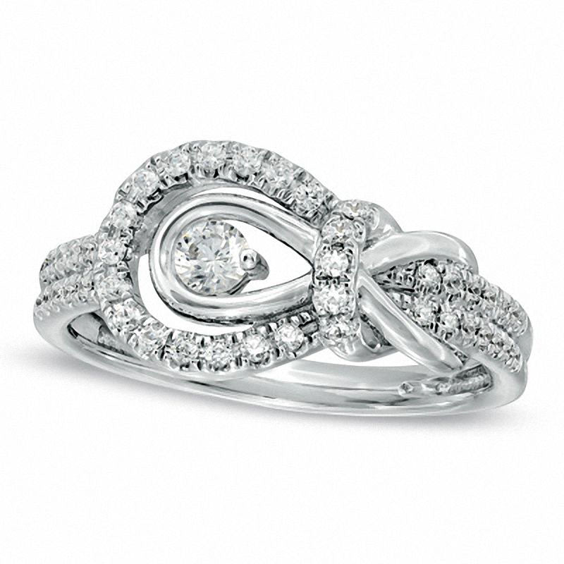 0.33 CT. T.W. Natural Diamond Knot Ring in Solid 10K White Gold